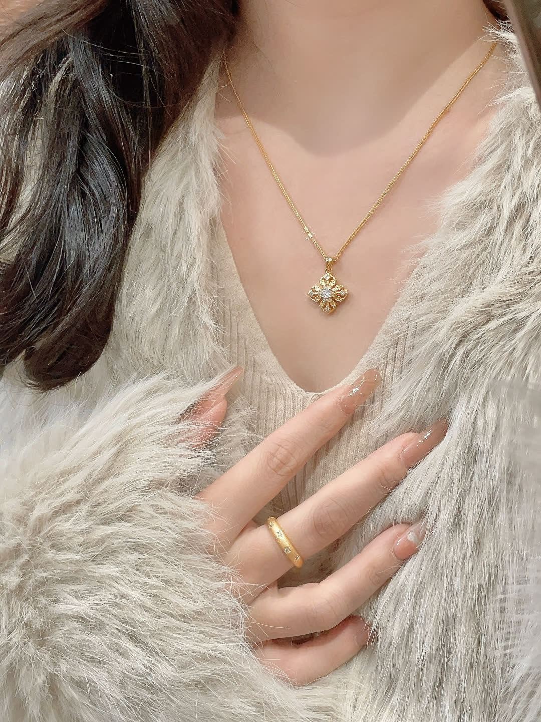 Chrome Hearts Gold Flower Pendant Necklace
